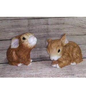 River Shores Snuggle Bunnies Adorable Brown Rabbit Ceramic Figurines